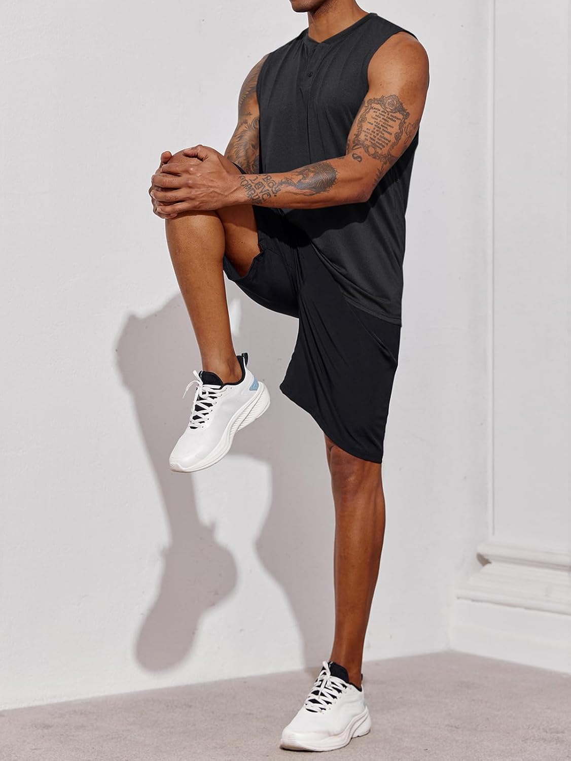 Men's Sleeveless Tank Tops Crewneck Solid Loose Fit Shirt