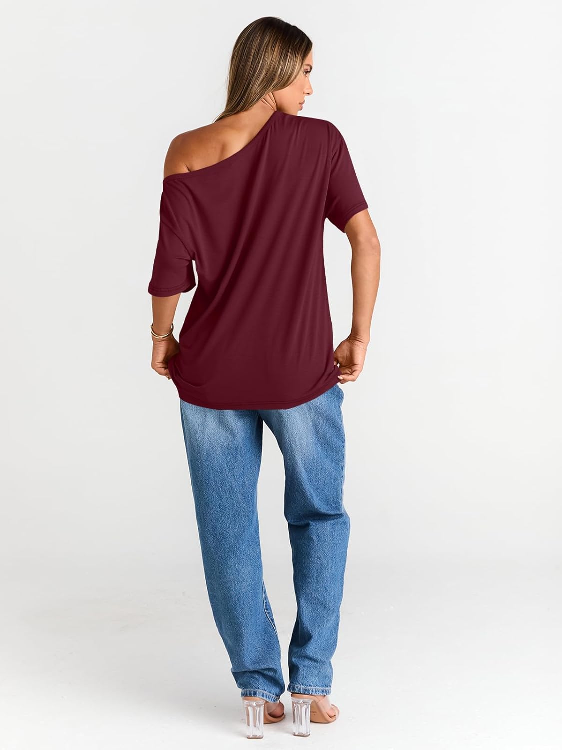 Womens Off The Shoulder Tops Oversized T-Shirts