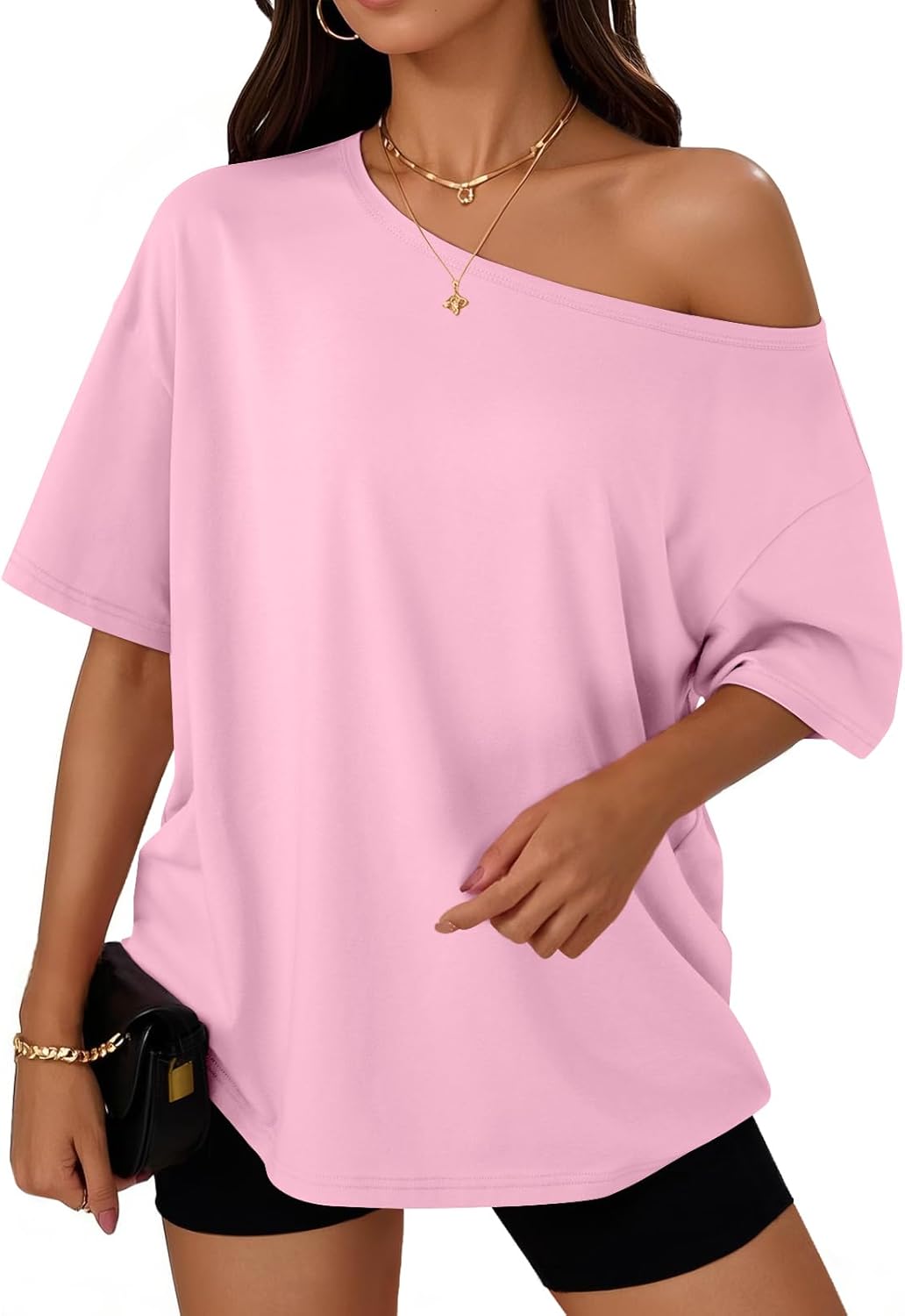 Womens Off The Shoulder Tops Oversized T-Shirts