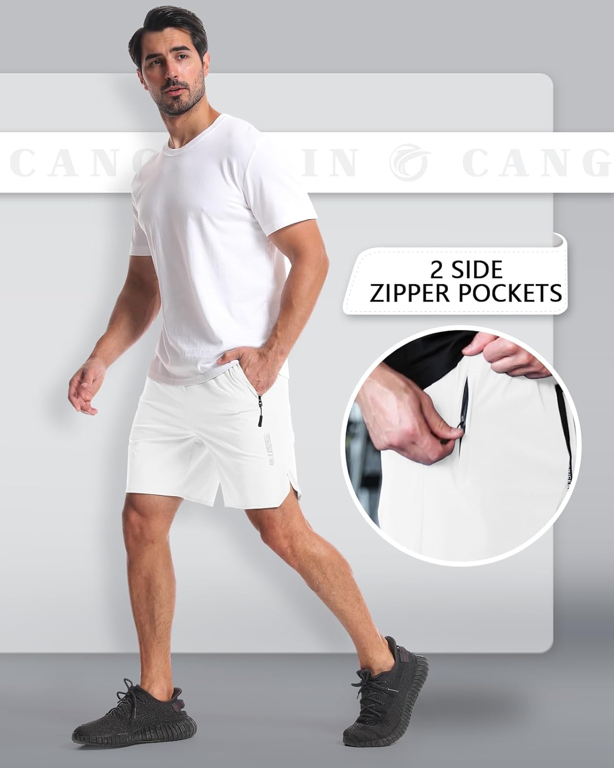 2 Pack Mens Workout Athletic Shorts 7 inch Inseam Quick Dry Hiking Shorts Men Lightweight Sports Gym Shorts Running