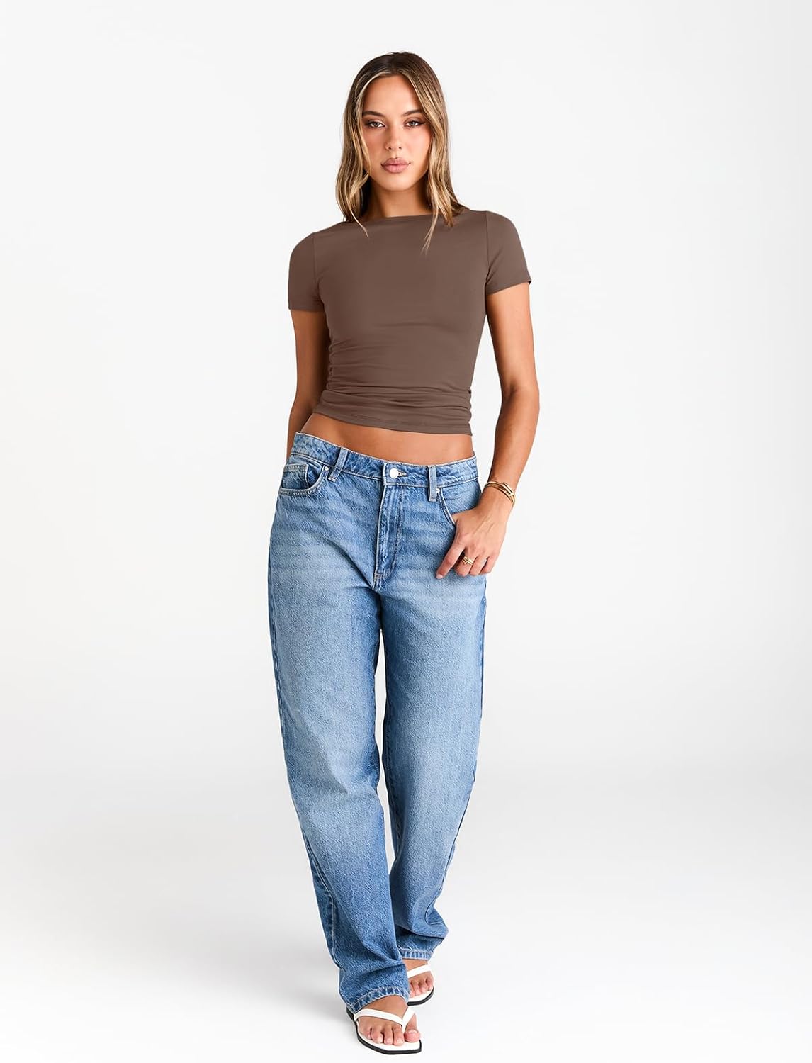 Womens Boat Neck Tops Short Sleeve T-Shirts
