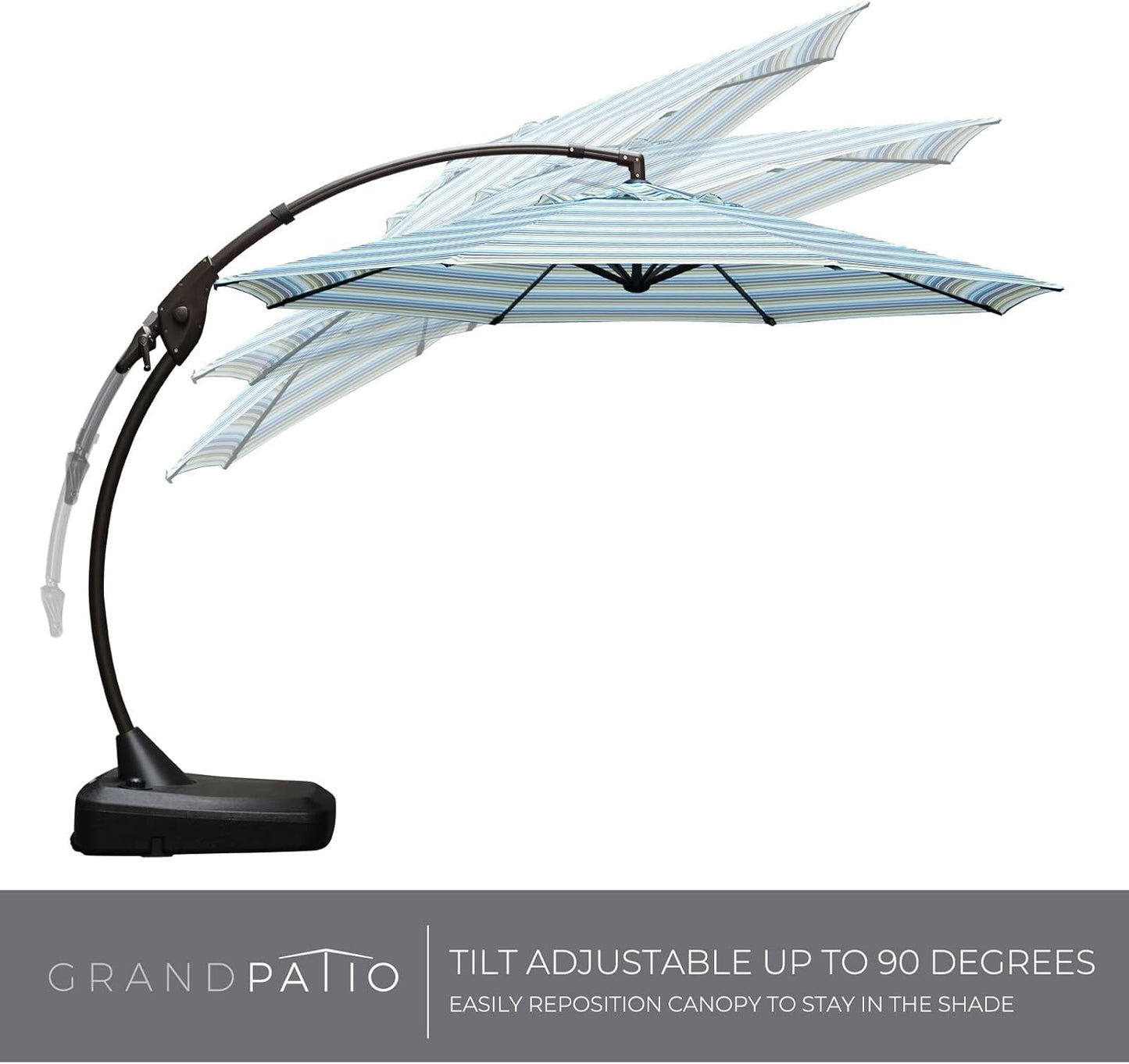 12FT Outdoor Offset Cantilever Umbrella with Base Champagne