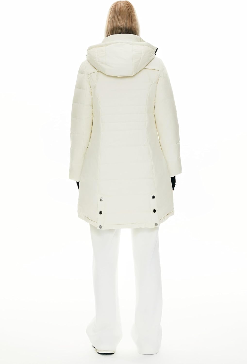 Womens Long Winter Down Jacket Hooded Quilted Puffer Coat Slim Fit Warm Outerwear