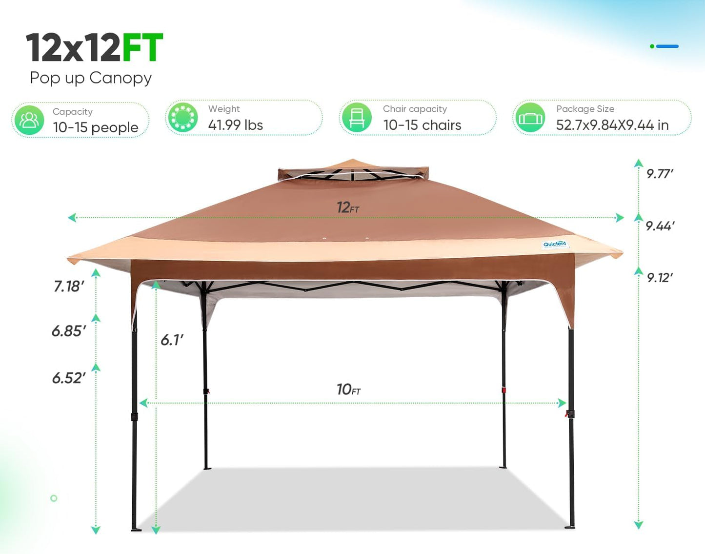 10x10FT Instant Canopy Tent – UV Protective Pop-Up Shelter for Backyard Patio or Camping