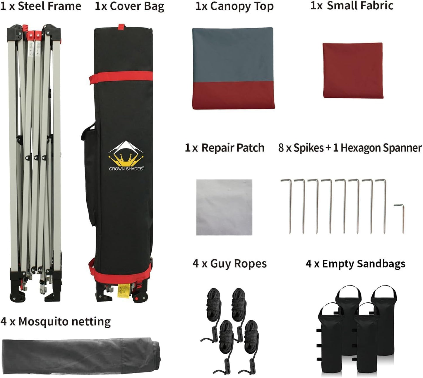 13x13 Pop Up Gazebo Canopy Tent with Wheeled Storage Bag Grey