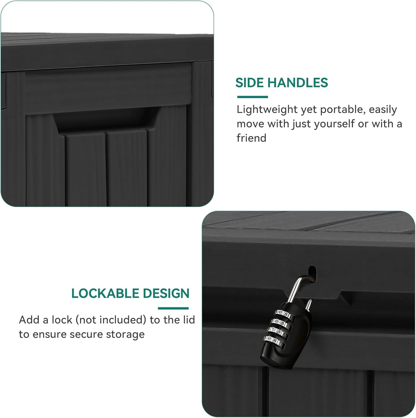 YITAHOME 120 Gallon Large Deck Box Upgraded Resin Outdoor Storage Boxes