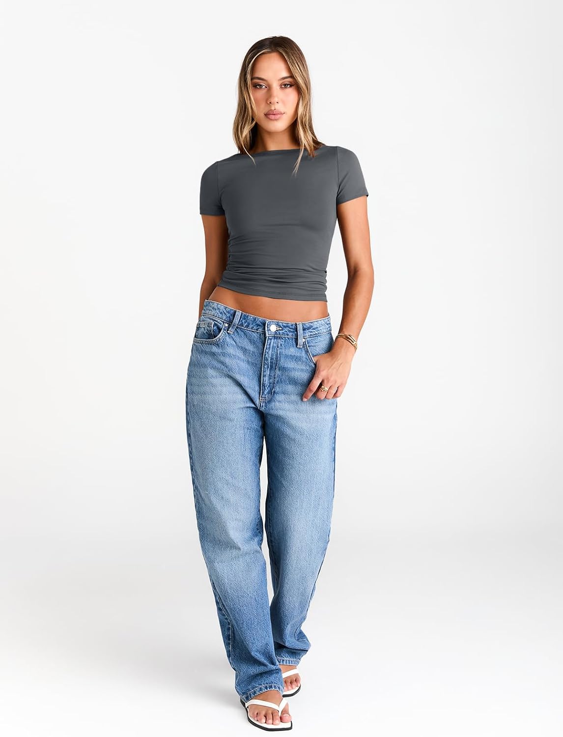 Womens Boat Neck Tops Short Sleeve T-Shirts Slim Fitted Compression