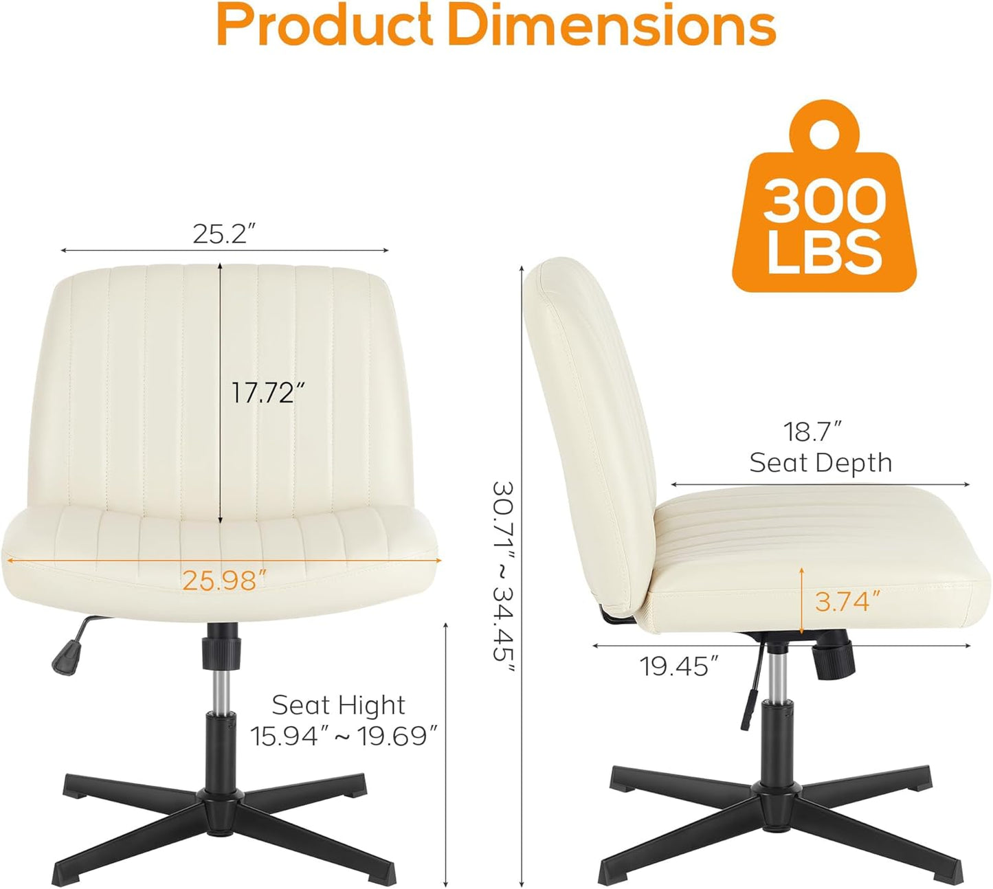 DUMOS Criss Cross Chair Legged Office Wide Comfy Desk Seat