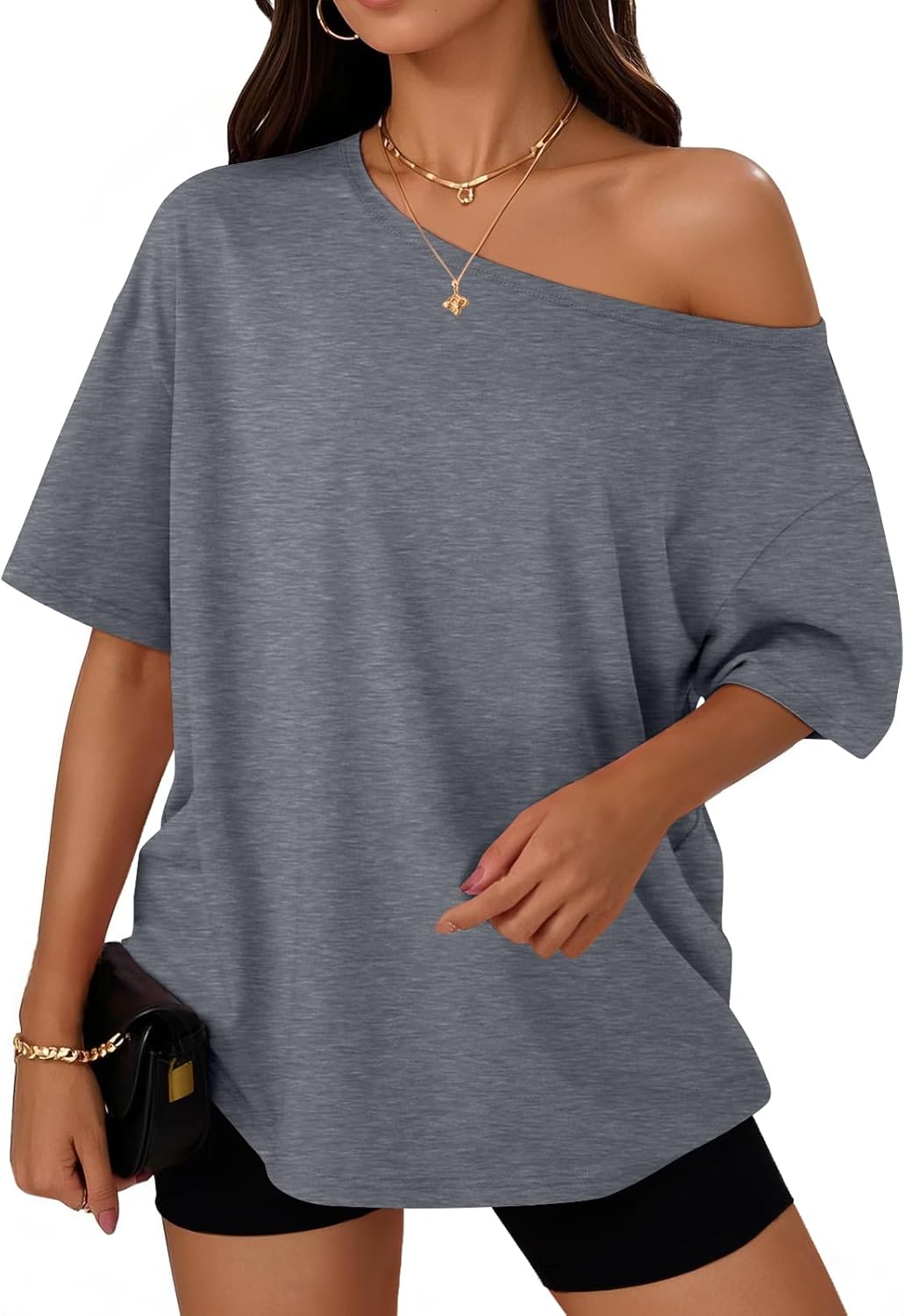 Womens Off The Shoulder Tops Oversized T-Shirts