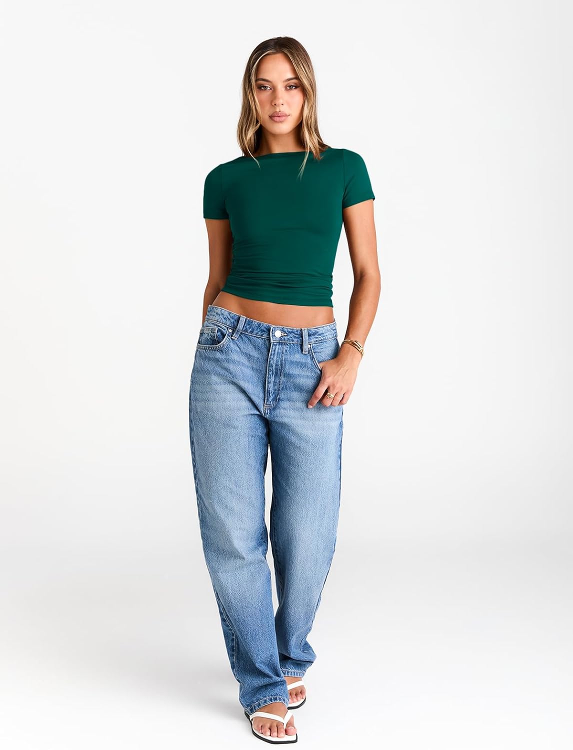 Womens Boat Neck Tops Short Sleeve T-Shirts