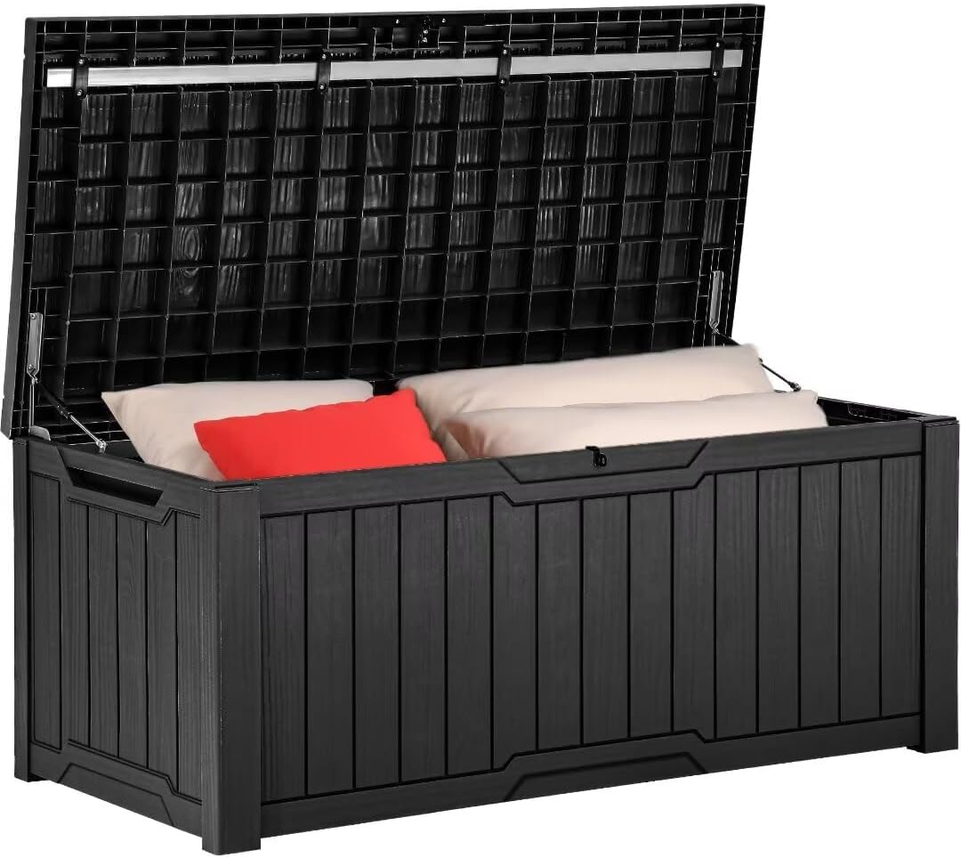 YITAHOME 120 Gallon Large Deck Box Upgraded Resin Outdoor Storage Boxes