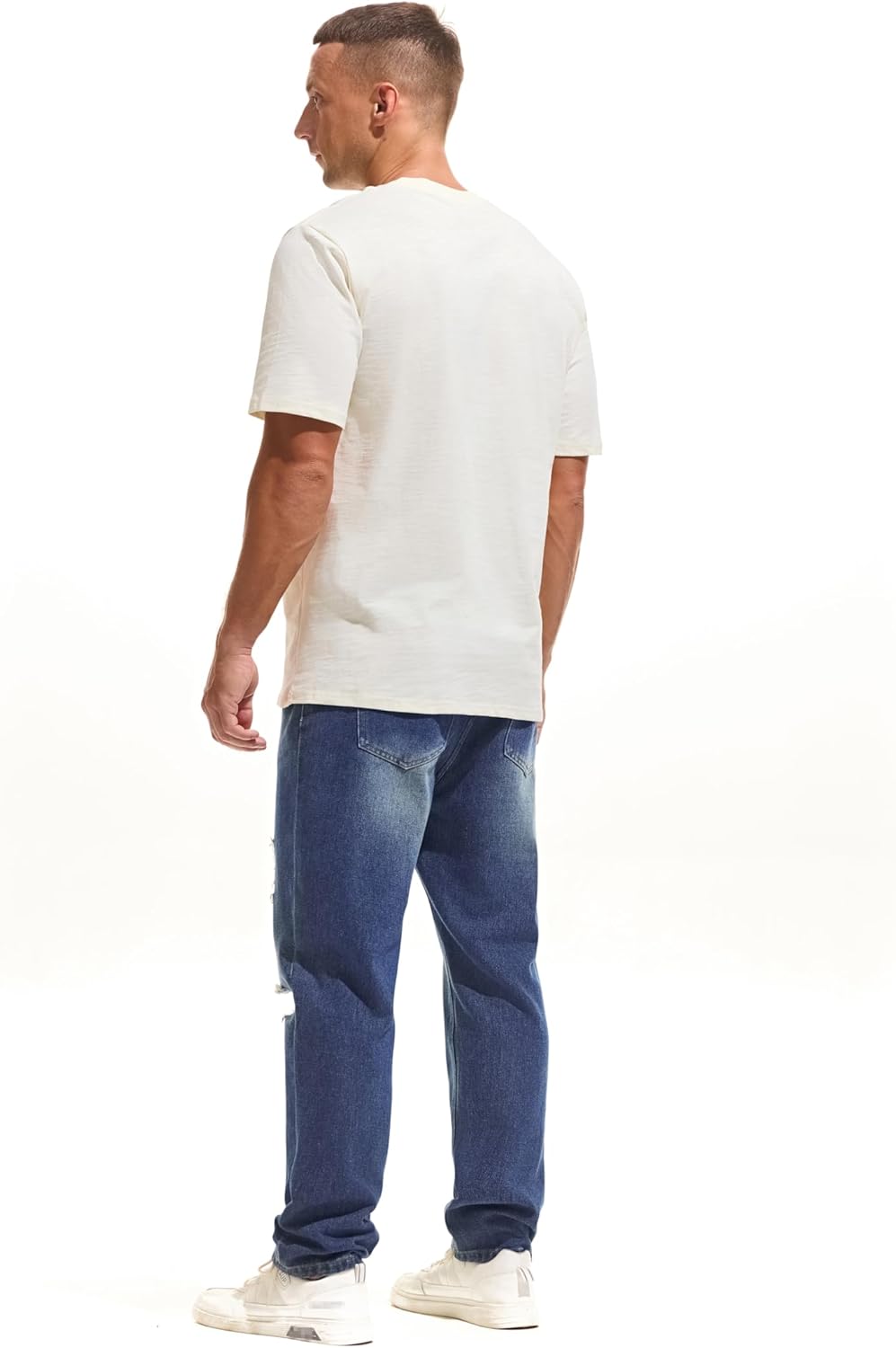 Cotton Loose Fit Thick T-Shirt Heavy Weight Crewneck Tees for Men