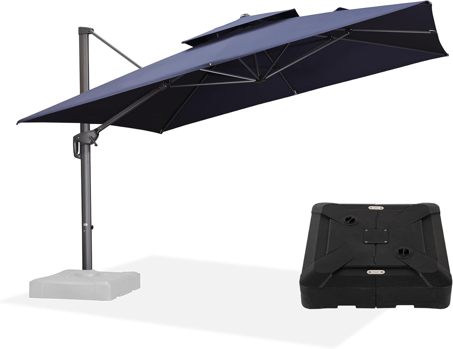 12ft Patio Umbrella with Base Large Outdoor Square Umbrella