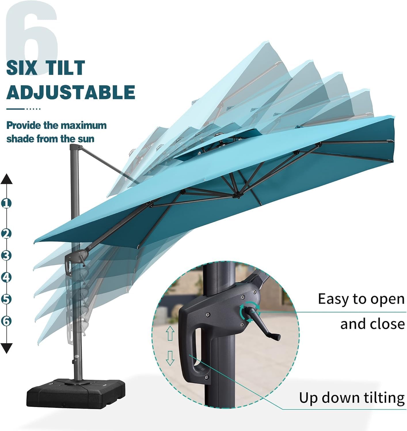 12ft Patio Umbrella with Base Large Outdoor Square Umbrella