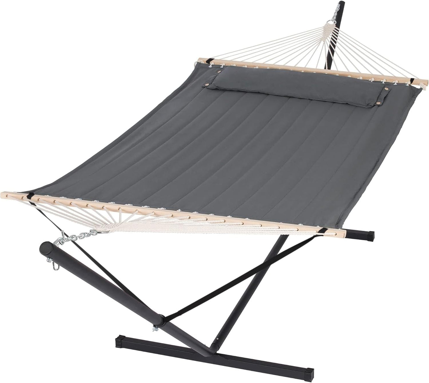 2 Person Hammock with Stand Heavy Duty Portable Dark Grey