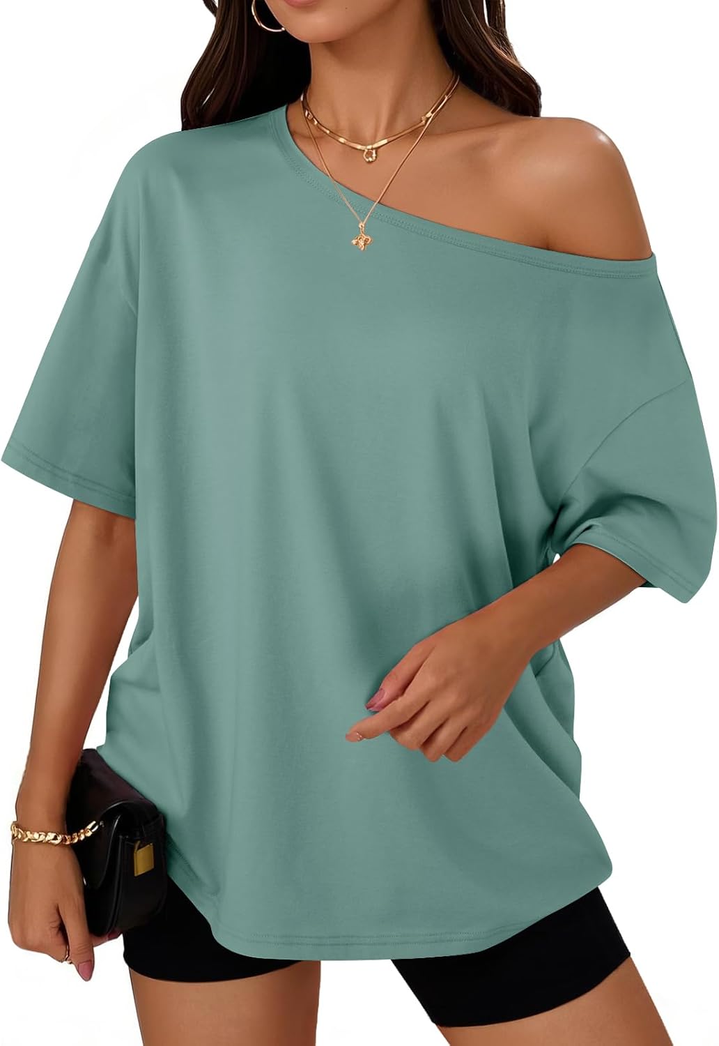 Womens Off The Shoulder Tops Oversized T-Shirts