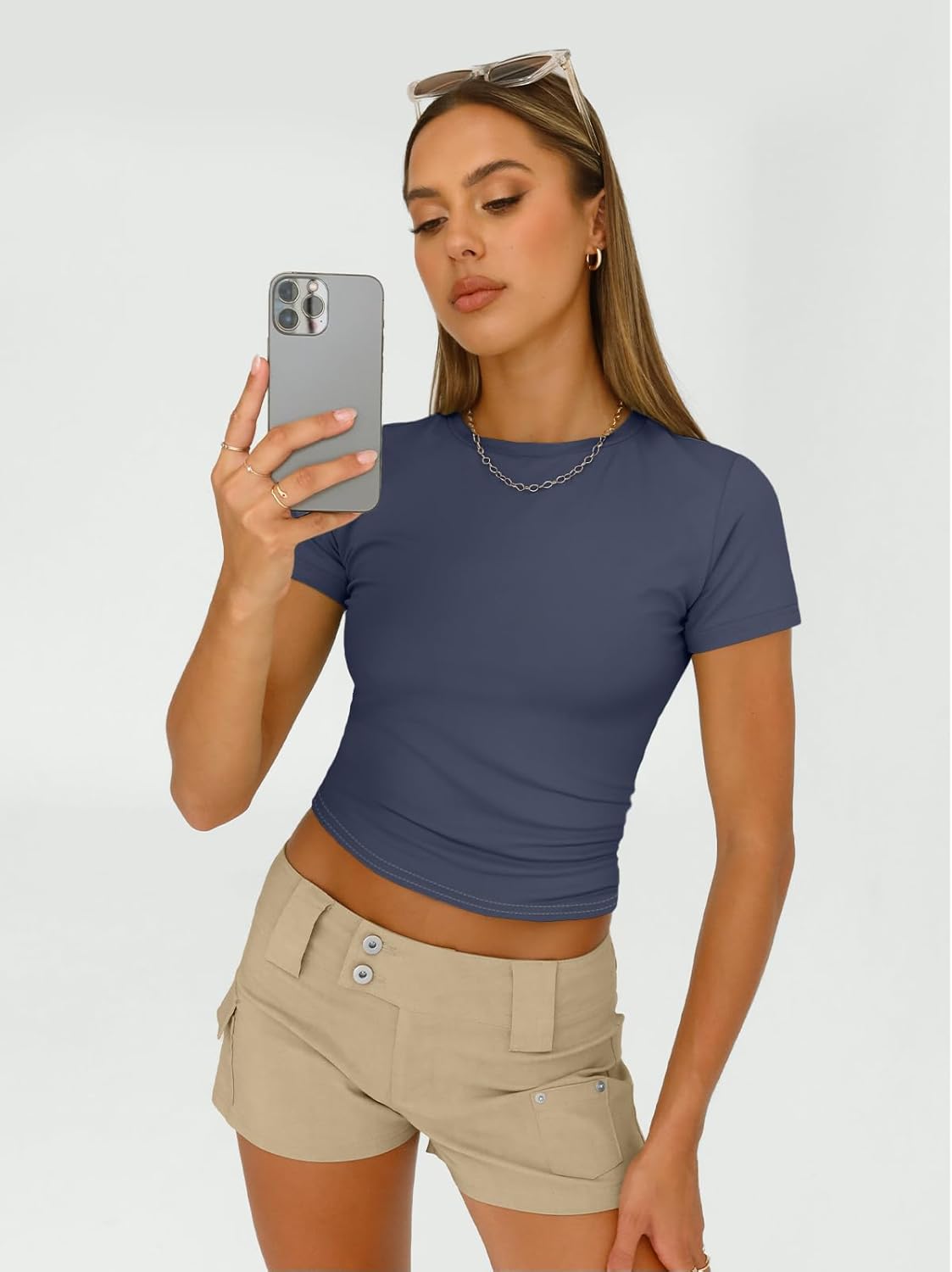 3 Piece Short Sleeve Shirts Basic Going Out Slim Fitted Crop Tops
