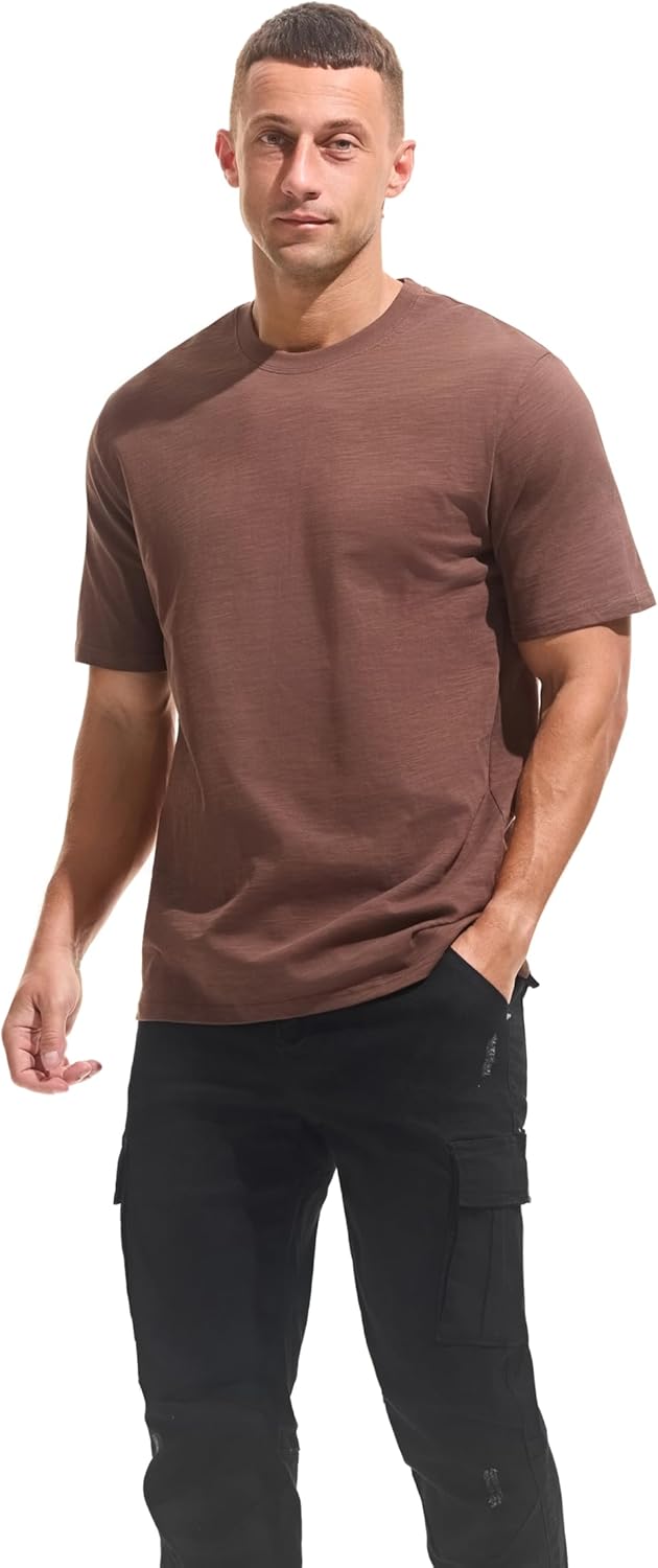 Cotton Loose Fit Thick T-Shirt Heavy Weight Crewneck Tees for Men