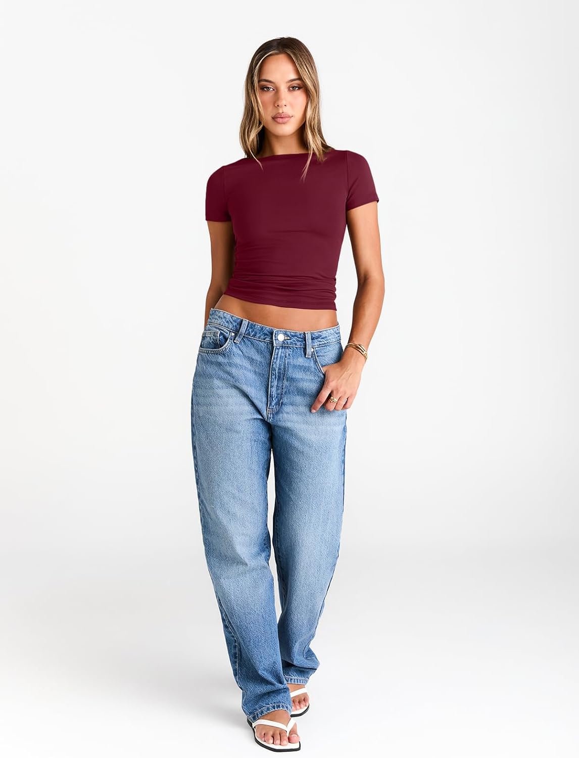 Womens Boat Neck Tops Short Sleeve T-Shirts Slim Fitted Compression