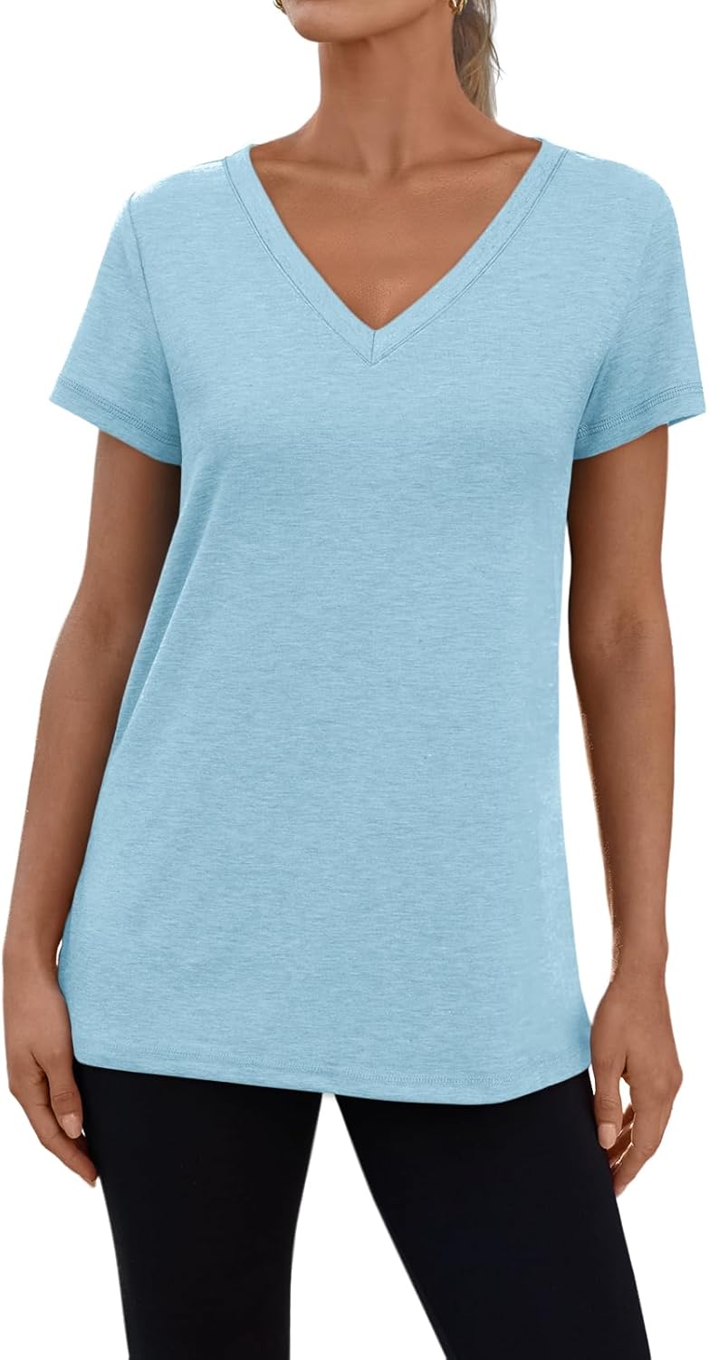 3 Pack V Neck T Shirts for Women Short Sleeve T-shirts