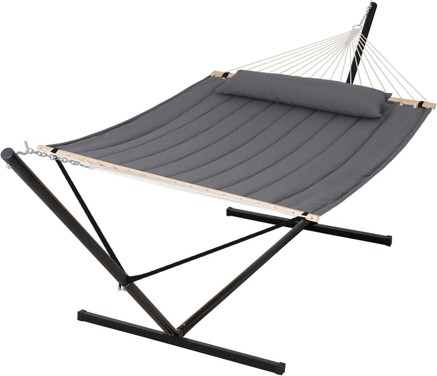 2 Person Hammock with Stand Heavy Duty Portable Dark Grey