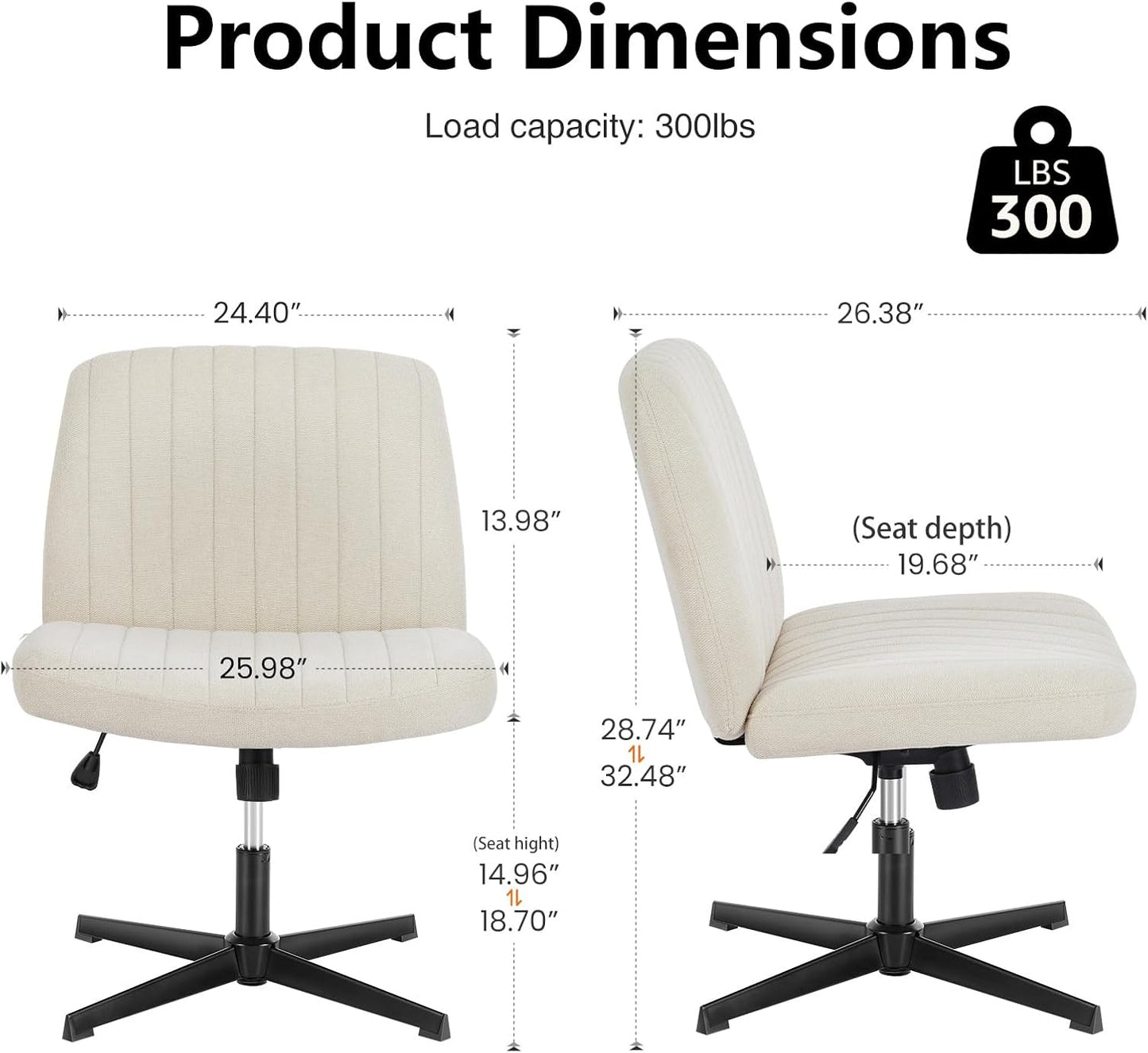 DUMOS Criss Cross Chair Legged Office Wide Comfy Desk Seat