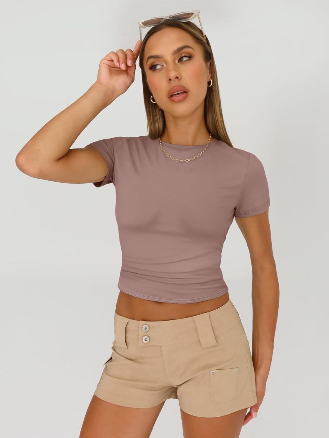 3 Piece Short Sleeve Shirts Basic Going Out Slim Fitted Crop Tops