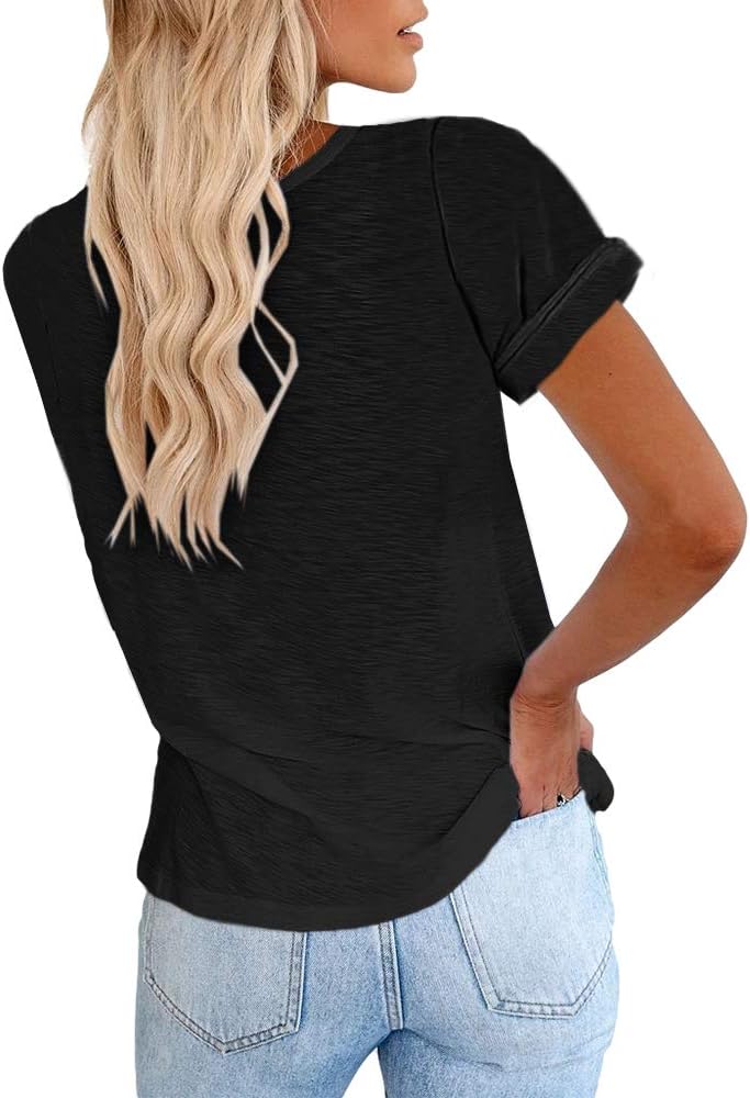 Women's Short Sleeve Shirts Crewneck Loose Casual Summer Basic Tees Tops