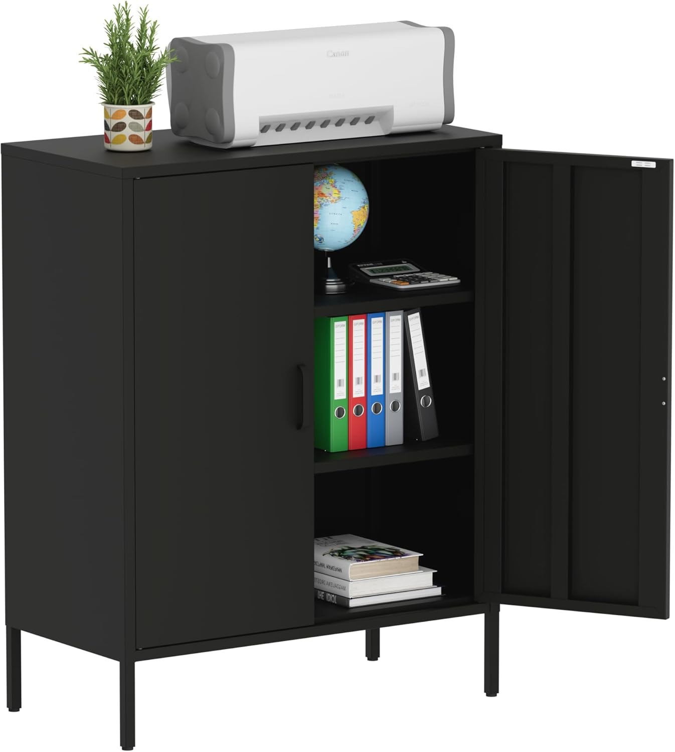 2 Door Storage Sideboard Metal Storage Cabinet with 2 Adjustable Shelf