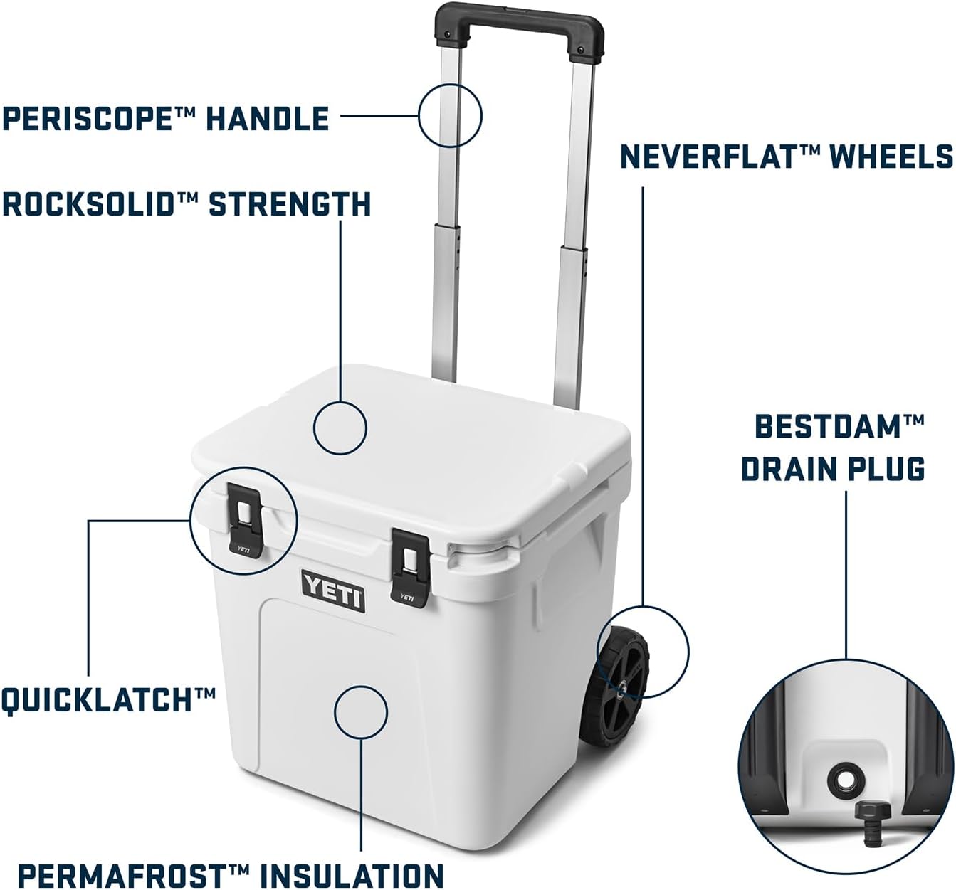 Roadie 48 Wheeled Cooler with Retractable Periscope Handle