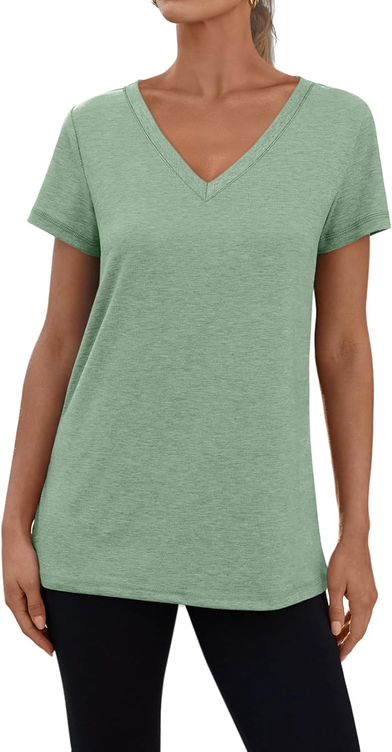3 Pack V Neck T Shirts for Women Short Sleeve T-shirts