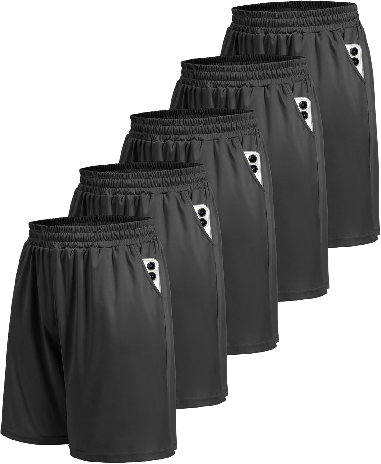 Workout Black Quick Dry Basketball Shorts with Pockets for Running Casual Activewear
