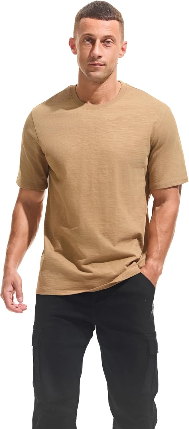 Cotton Loose Fit Thick T-Shirt Heavy Weight Crewneck Tees for Men