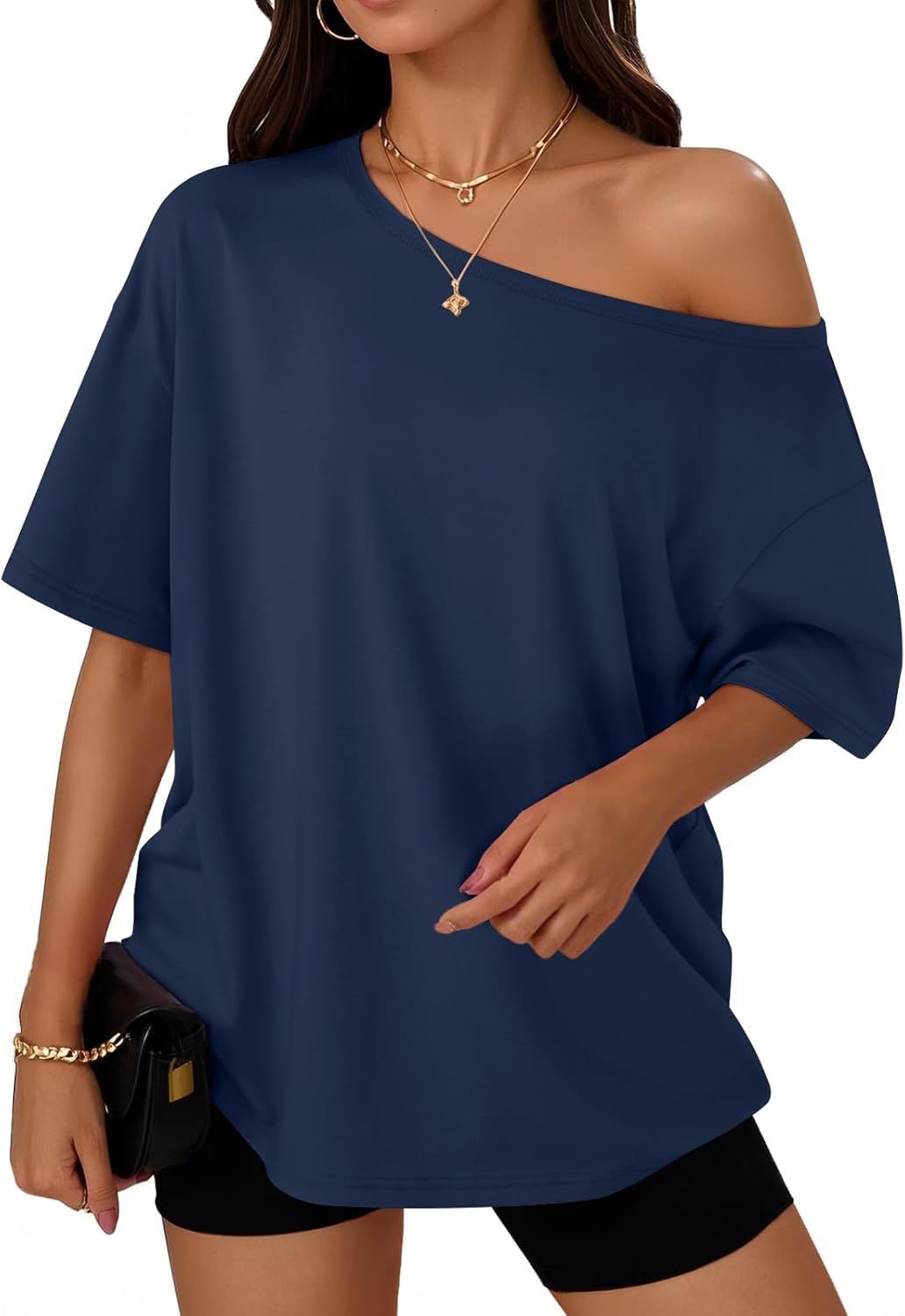 Womens Off The Shoulder Tops Oversized T-Shirts