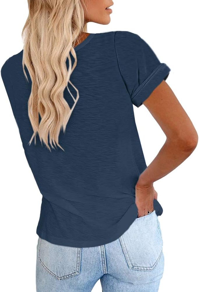 Women's Short Sleeve Shirts Crewneck Loose Casual Summer Basic Tees Tops