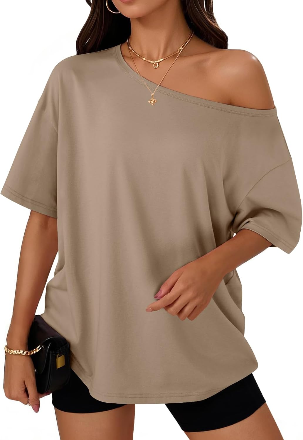 Womens Off The Shoulder Tops Oversized T-Shirts