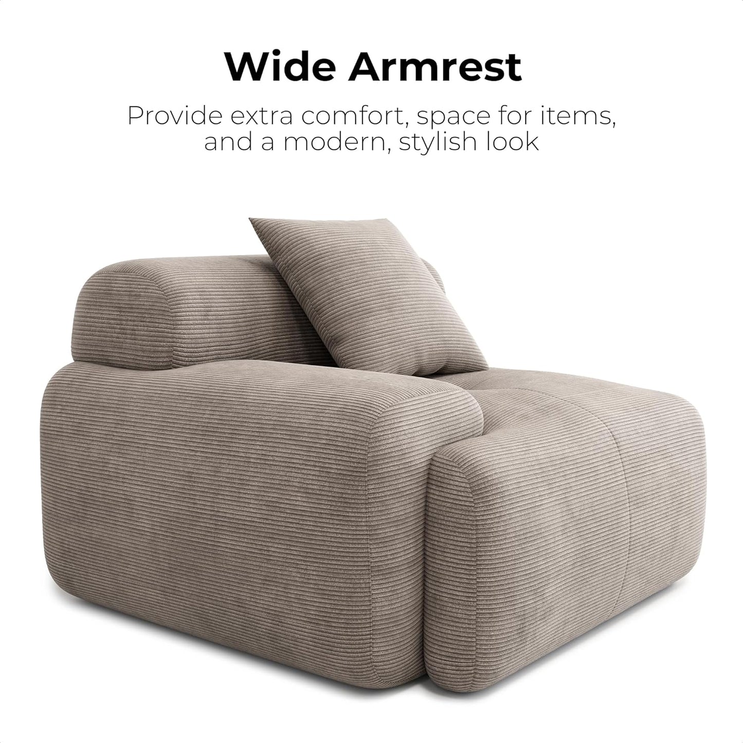 118 Inch L Shaped Modular Sofa with Ottoman Corduroy Beige