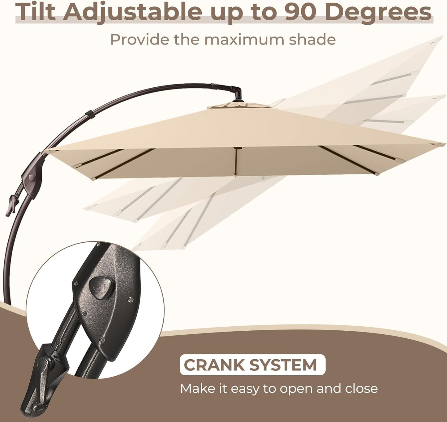 12FT Outdoor Offset Cantilever Umbrella with Base Champagne
