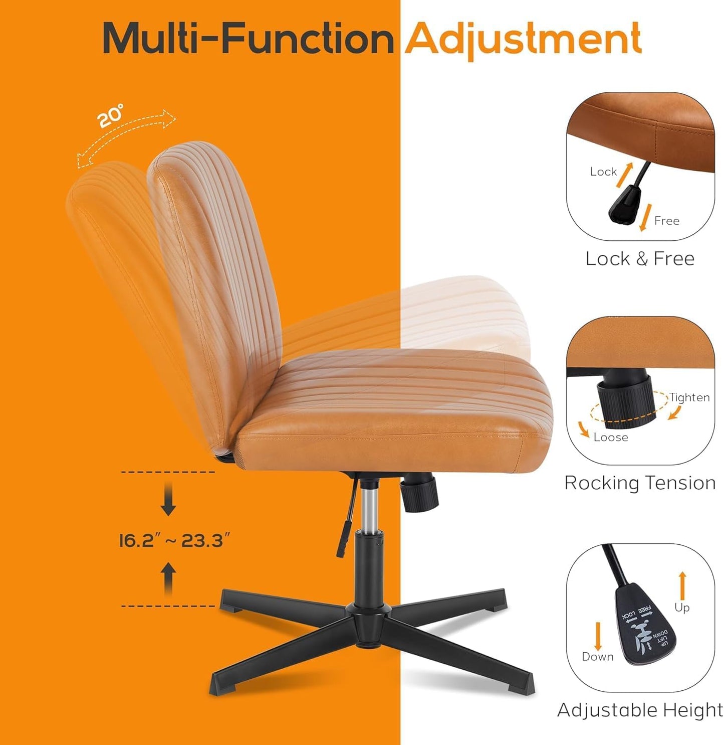 DUMOS Criss Cross Chair Legged Office Wide Comfy Desk Seat