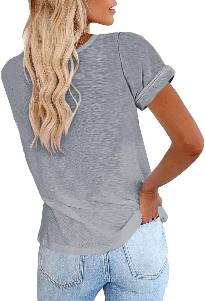 Women's Short Sleeve Shirts Crewneck Loose Casual Summer Basic Tees Tops