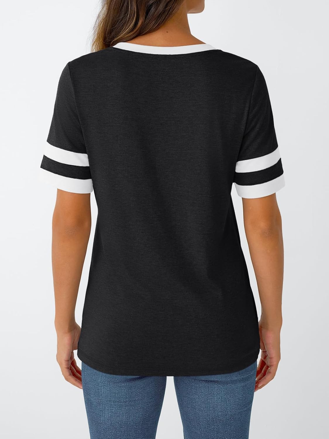 Women's Short Sleeve V Neck T Shirts Trendy Casual Spring Tops