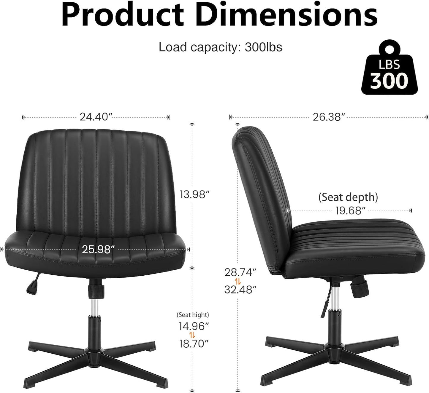 DUMOS Criss Cross Chair Legged Office Wide Comfy Desk Seat