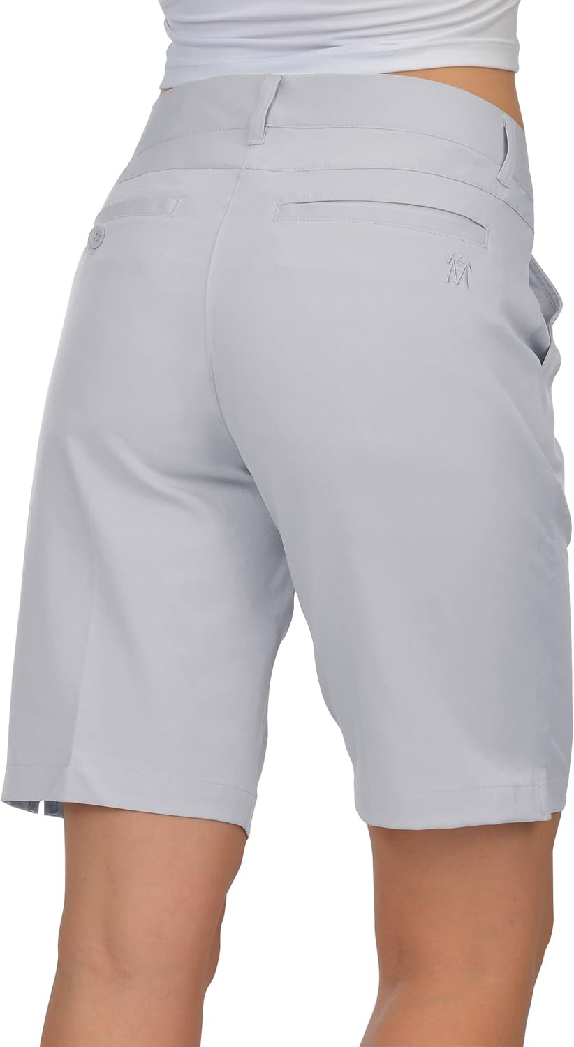 Womens Golf Shorts Lightweight Stretch Relaxed Fit Knee Length Ladies Bermuda Shorts