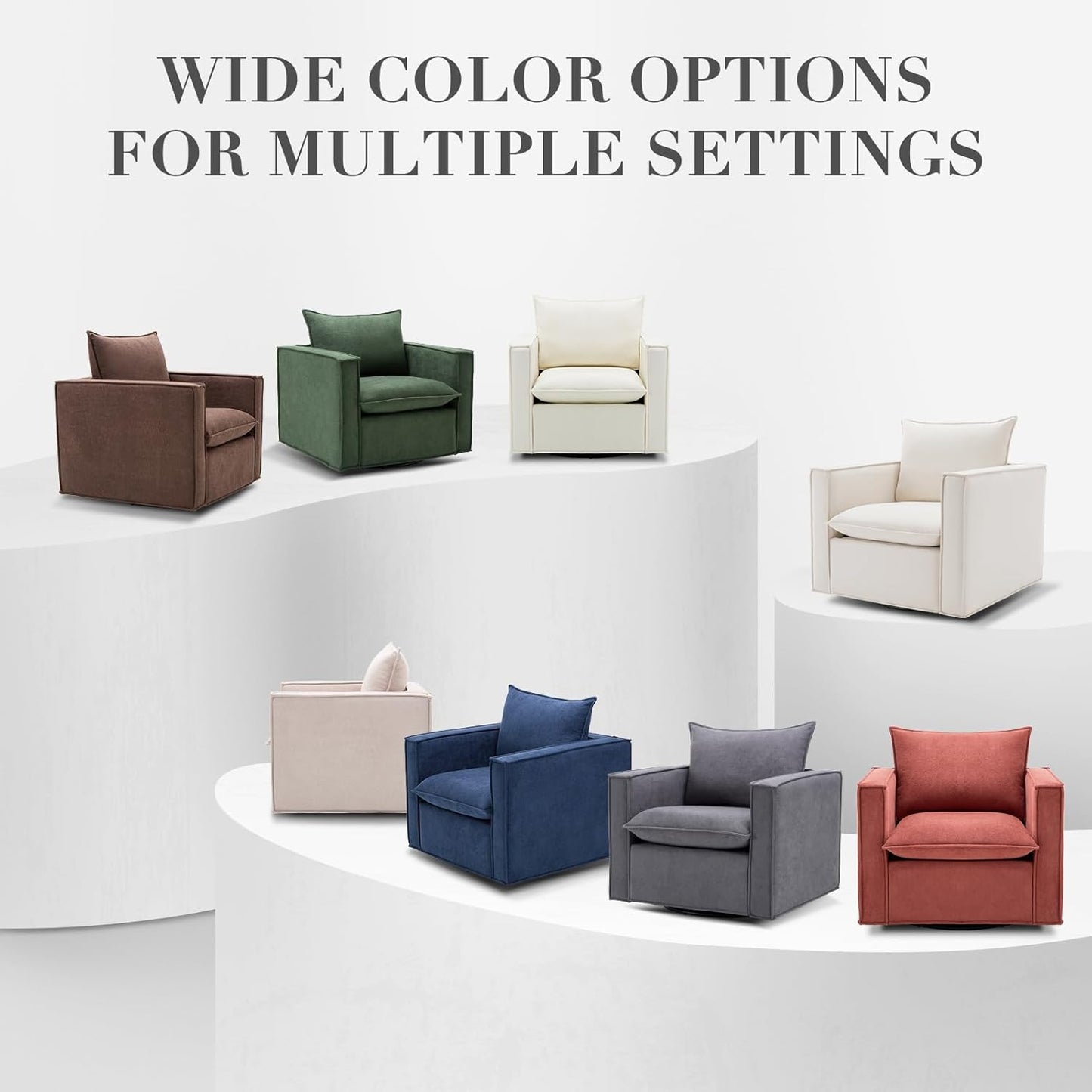 COLAMY Swivel Accent Chair Set 34 Inches Wide Upholstered Arm Chair