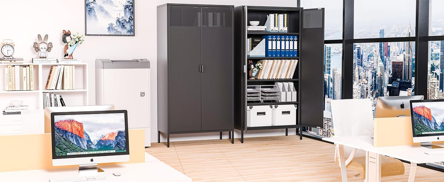 2 Door Storage Sideboard Metal Storage Cabinet with 2 Adjustable Shelf