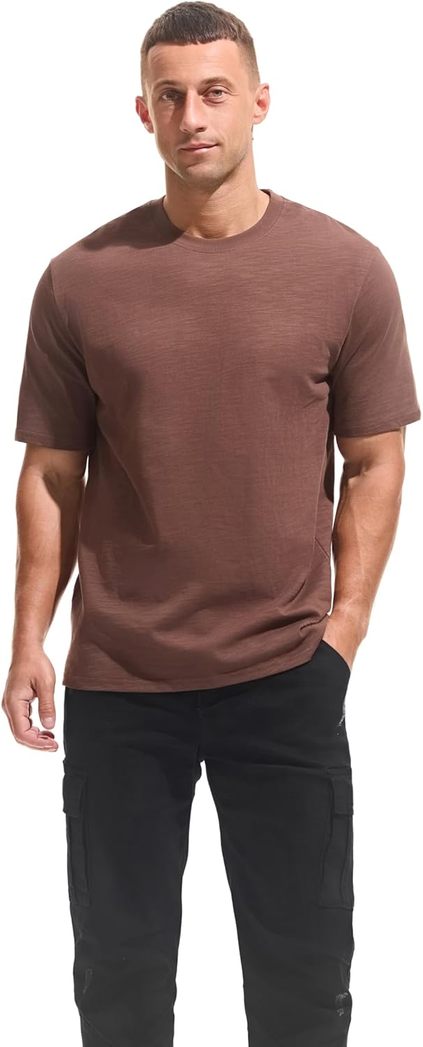 Cotton Loose Fit Thick T-Shirt Heavy Weight Crewneck Tees for Men