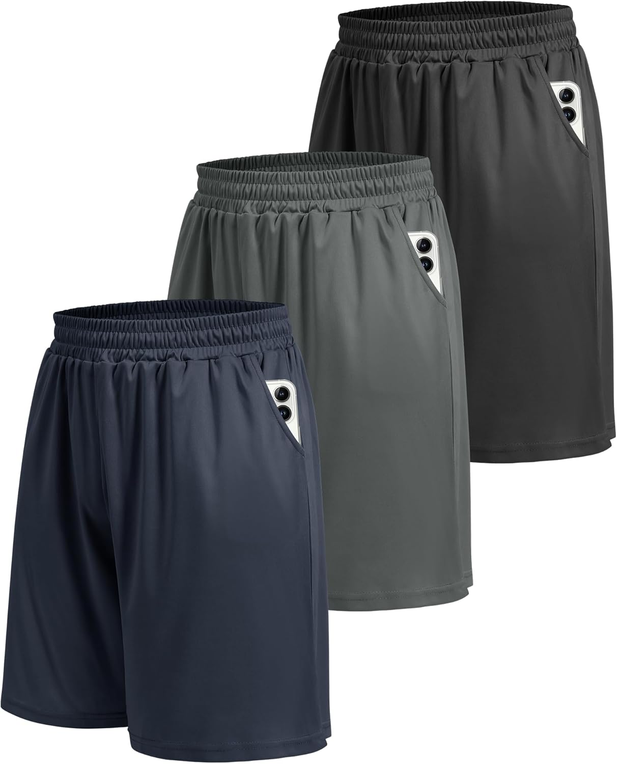 Workout Black Quick Dry Basketball Shorts with Pockets for Running Casual Activewear