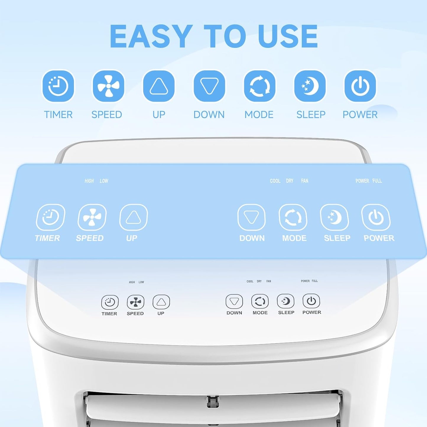 12000 BTU Portable Air Conditioner 3 in 1 AC Dehumidifier Fan with Timer Remote for Rooms