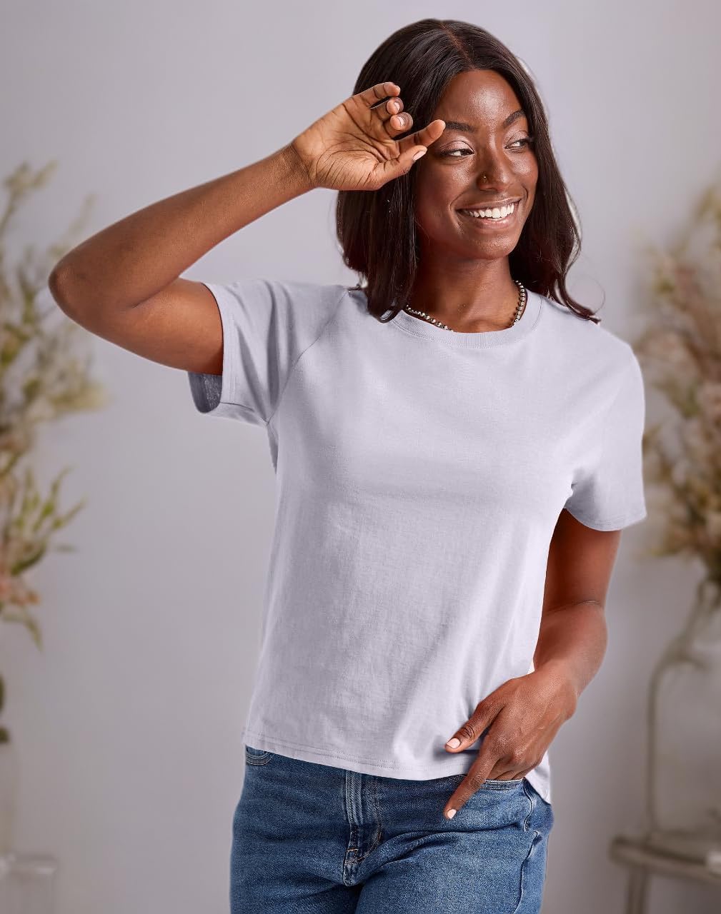 Cotton Crewneck Tee, Classic Fit T-Shirt for Women