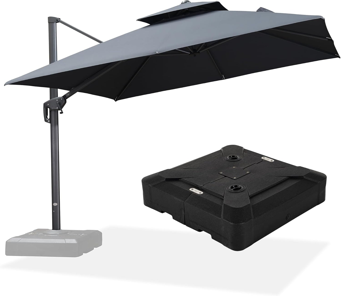 12ft Patio Umbrella with Base Large Outdoor Square Umbrella